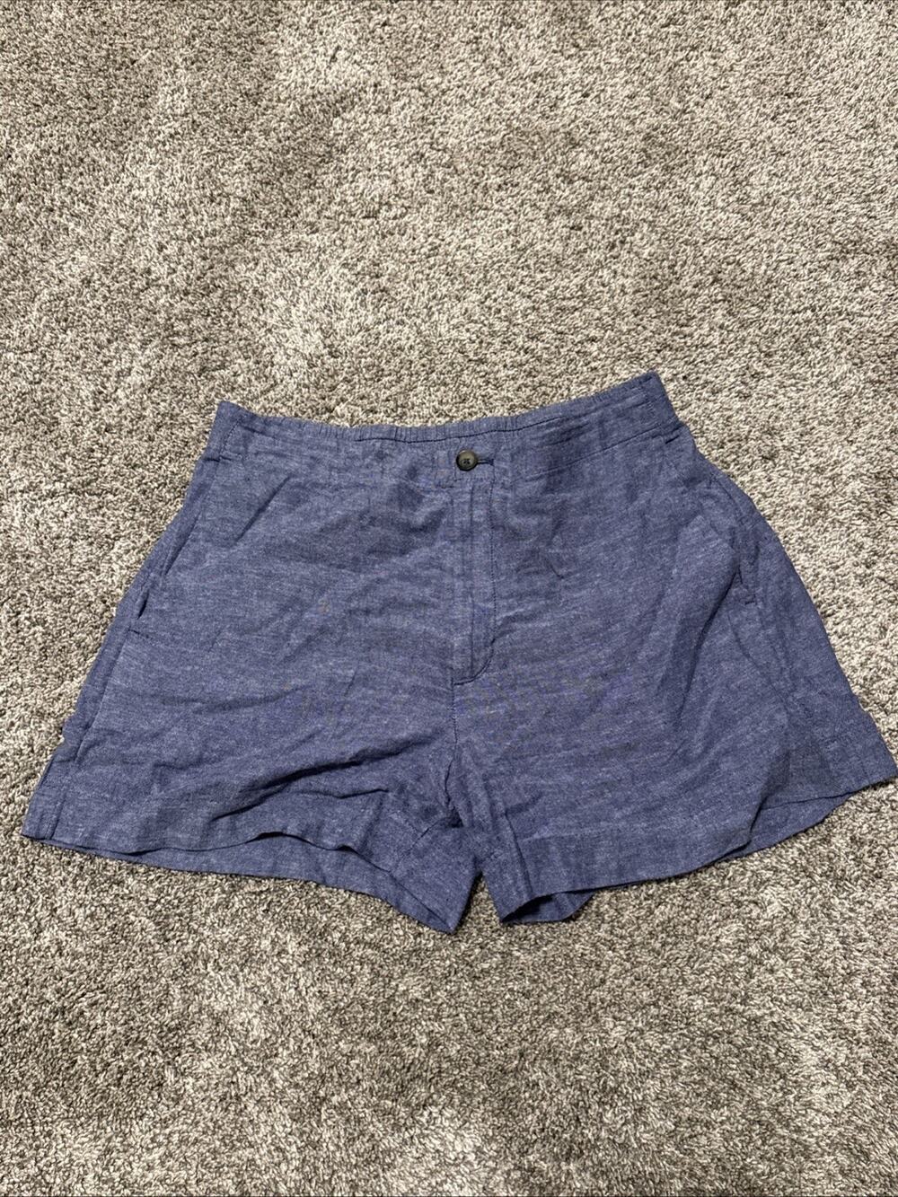 Banana Republic Womens Navy Blue Linen Blend High Rise Shorts M Elastic Back